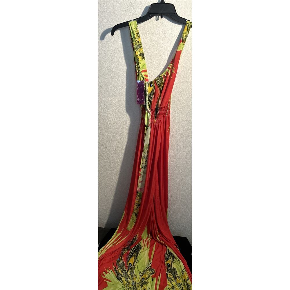 Women’s Red Multi Color Summer Dress Long 2xl NWT